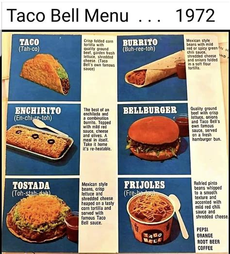 1972 taco bell menu